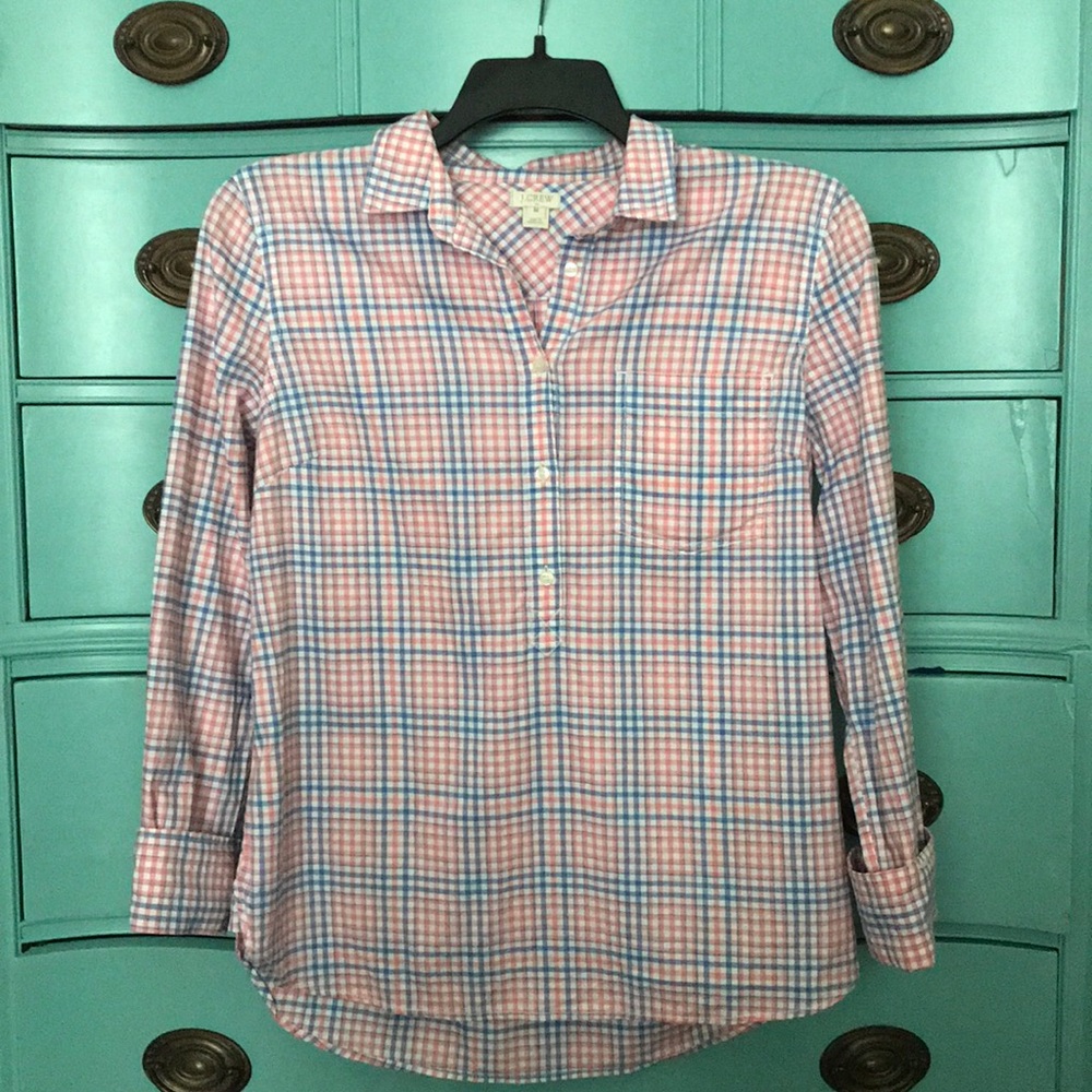J. Crew Plaid Half-button dress shirt